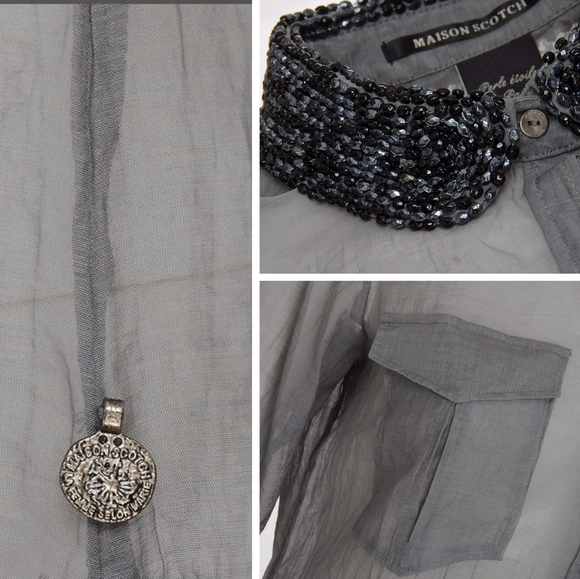 Maison Scotch Fancy Shirt Beaded Collar - Picture 6 of 11